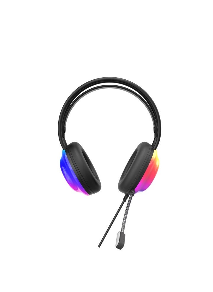 سماعة رأس G83B USB للألعاب RGB 7.1 سماعة رأس افتراضية للألعاب - برامج تشغيل مزدوجة مقاس 50 مم - صوت جهير عميق - ميكروفون لتقليل الضوضاء - تحكم في الراس للكمبيوتر الشخصي | أسواد