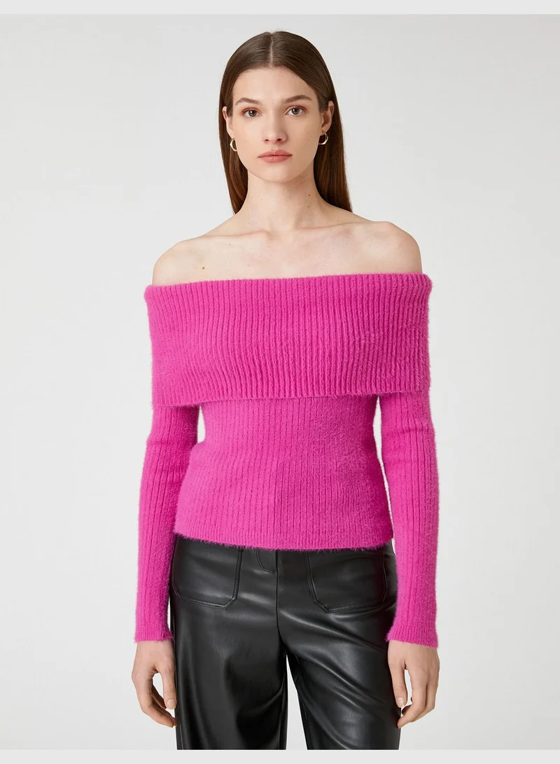 KOTON Off the Shoulder Soft Fabric Sweater