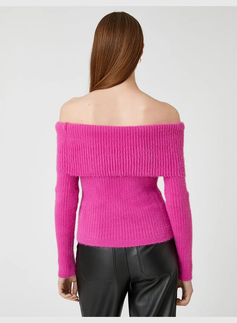 KOTON Off the Shoulder Soft Fabric Sweater