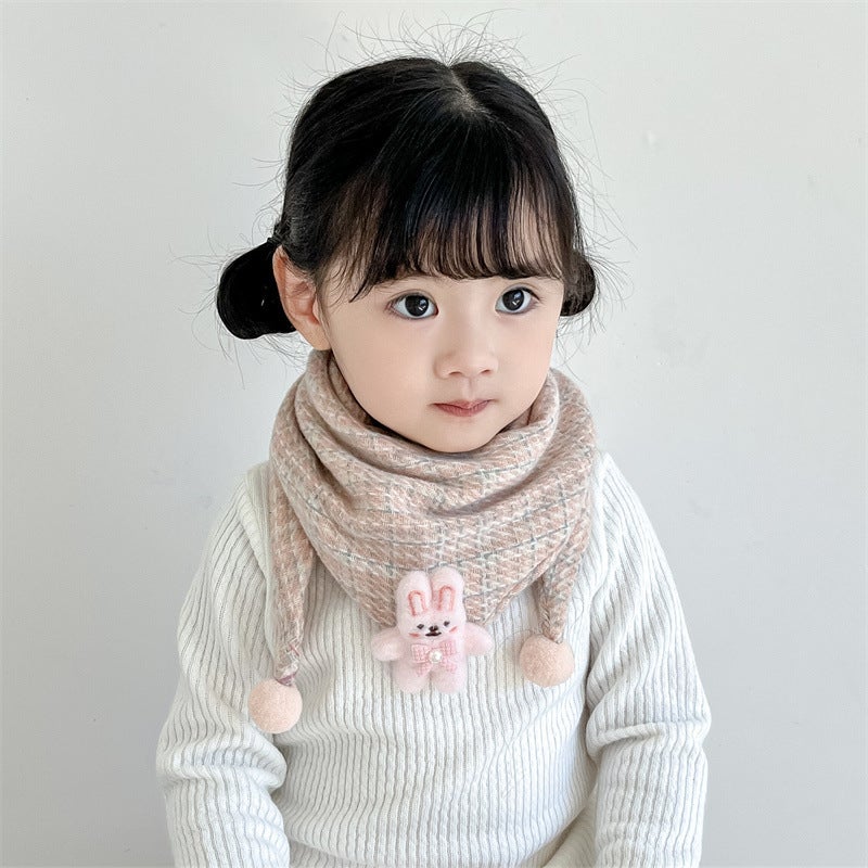 2024 Autumn and Winter Cotton Children''s Scarf Korean Cartoon Triangle Baby''s Slip Wipe Warm Boys'' and Girls'' Scarf - Image 3