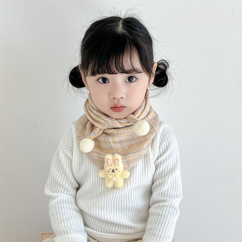 2024 Autumn and Winter Cotton Children''s Scarf Korean Cartoon Triangle Baby''s Slip Wipe Warm Boys'' and Girls'' Scarf - Image 4