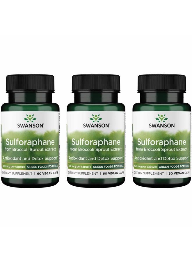 SWANSON Sulforaphane from Broccoli 400 mcg 60 Veg Capsules 3 Pack - Image 1