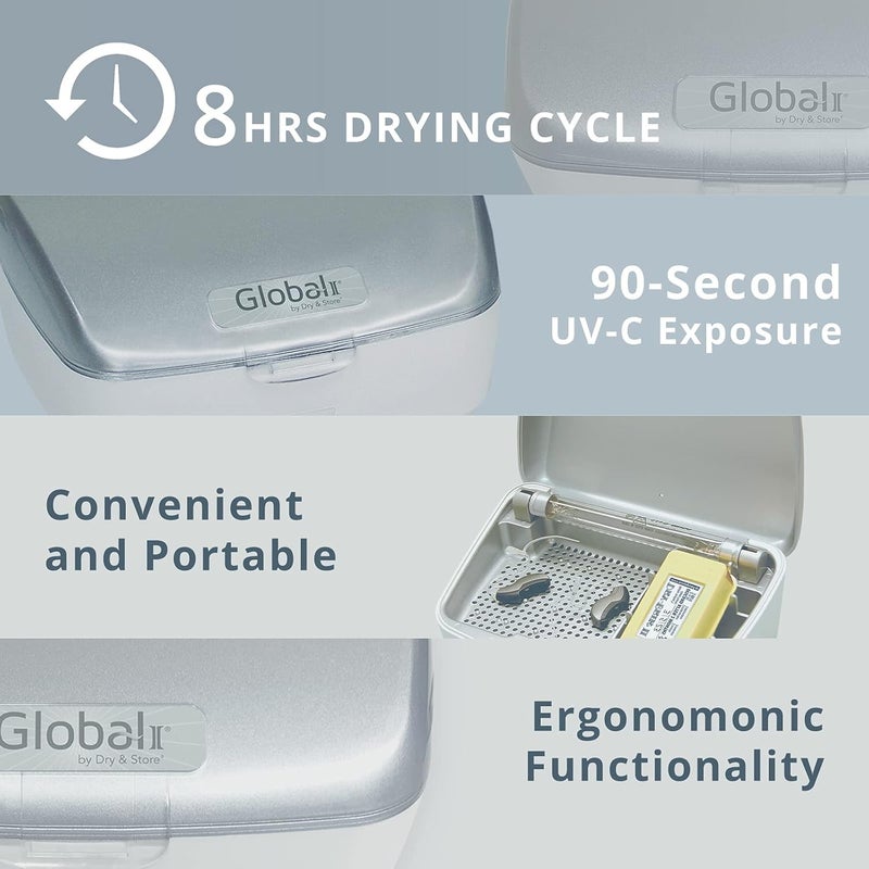 Dry Global II by & Store | Electric Hearing Aid Dehumidifier with UV-C Lamp Sanitizer - Image 4