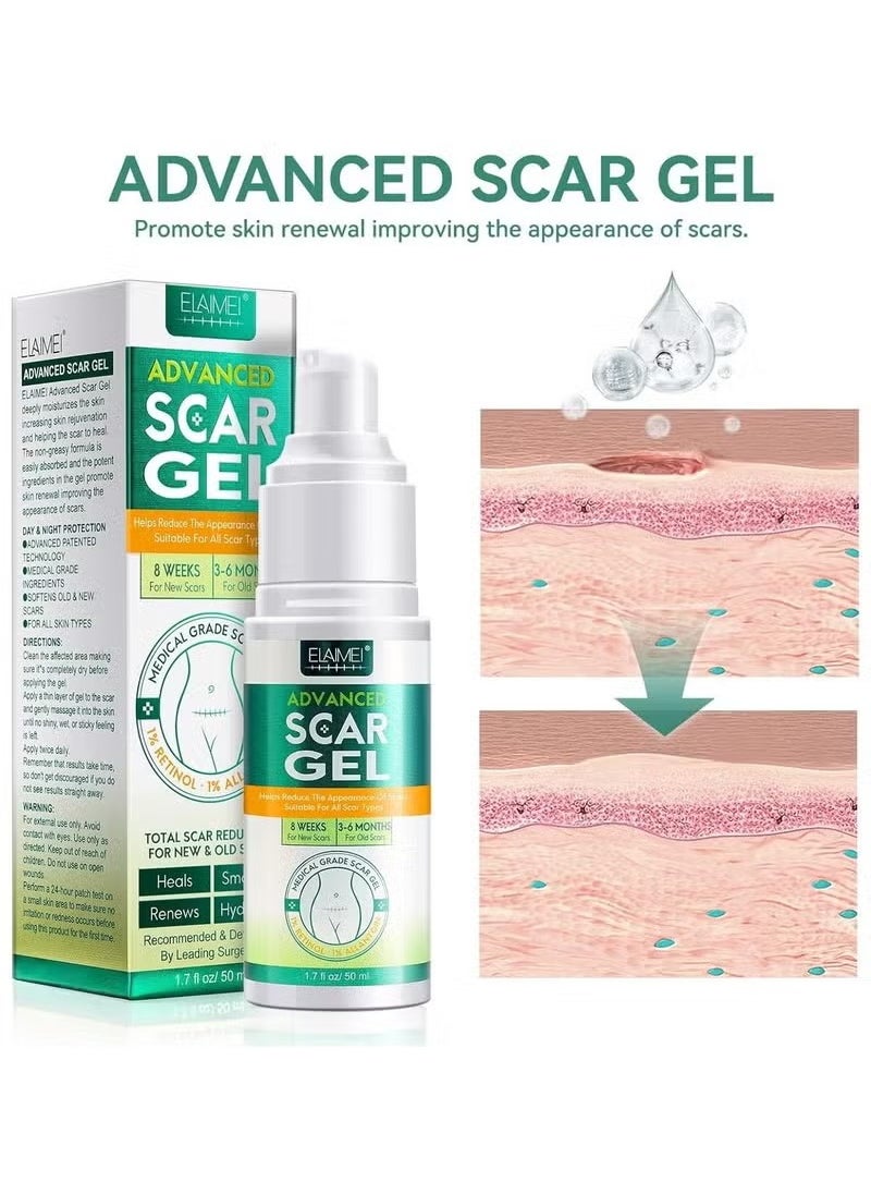 Elaimei Advanced Scar Cream Gel 50ML - Silicone Gel Scar Removal Treatments for Body, Surgical Scars, C-Section, Stretch Marks, Acne, Keloids, Burns, Old & New Scars (1.7 oz)  - Image 5