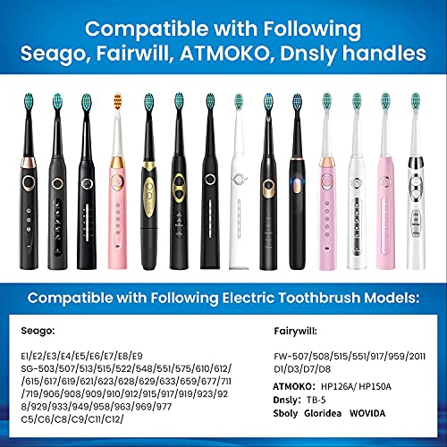 YUNCHI Toothbrush Replacement Heads Compatible with Fairywill FW-D1/D3/D7/D8/507/508/551/917/959, ATMOKO, Gloridea, Sboly, WOVIDA, YUNCHI Y1 Sonic Electric Toothbrushes, 5 Pack - Pink - Image 2