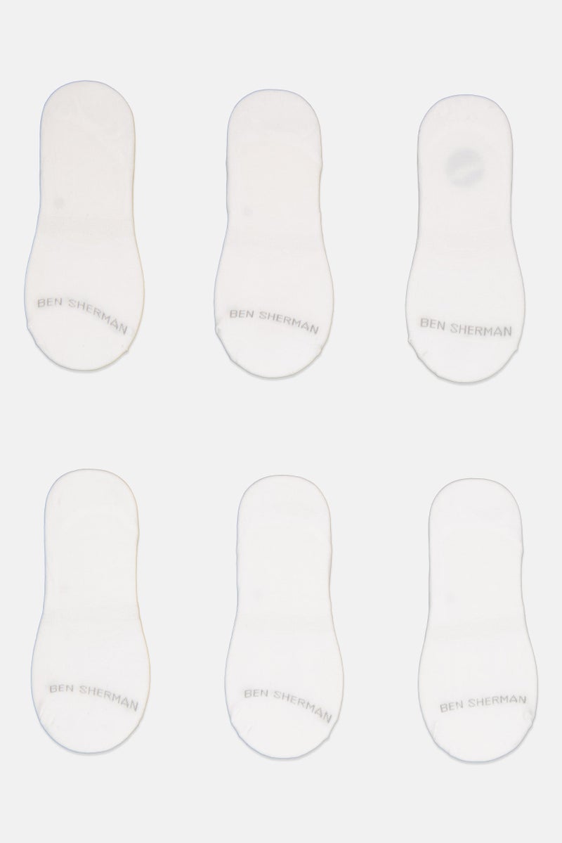 Ben Sherman Men 6 Pairs Brand Logo Silicone Heel Grip Socks, White  - Image 2