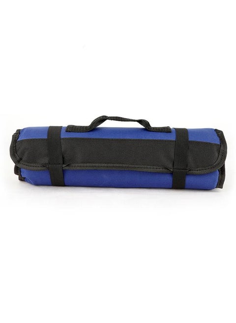 Chef Tool Roll Bag Oxford Cloth Portable Fork Tool Case Holder Pouch with Handle for Culinary Traveling Blue