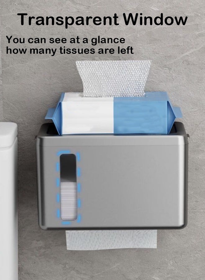 Multi-functional No-Drill Acrylic Tissue Box - Waterproof Wall-mounted Tissue Organizer for Kitchen/Bathroom  - Image 5