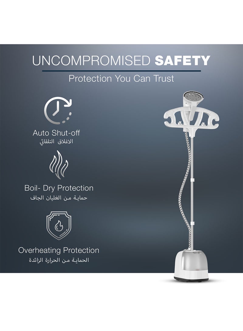 NIKAI Garment Steamer With Ironing Board, Thermostat Protection, Adjustable Telescopic Pole, Suit Hanger, Water Tank, 45 Sec Preheat, 2 Systems Levels, 50 Min Steam 1.6 L 1800 W NGS266A White - Image 5