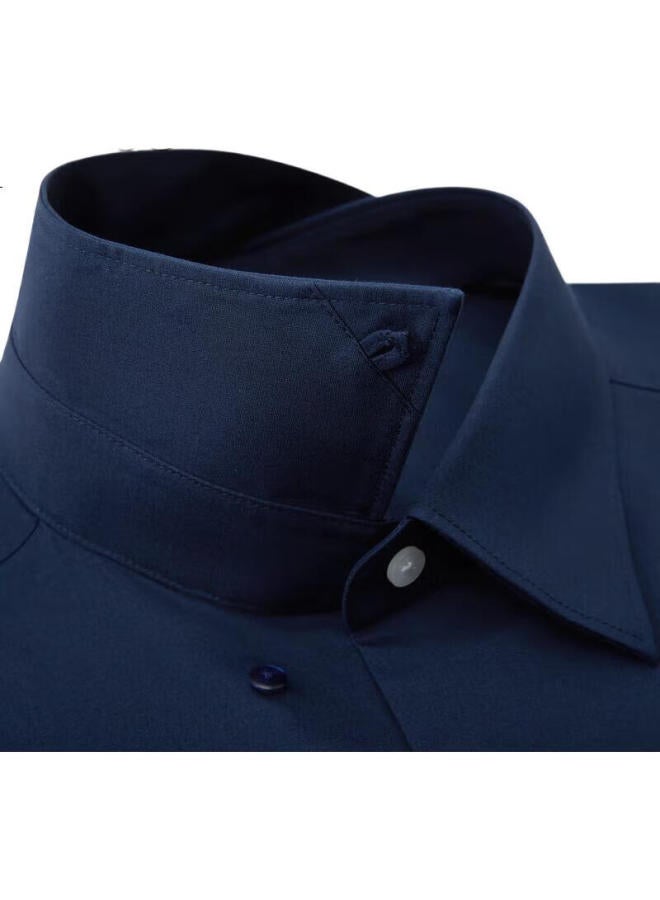 G2000 Non-Iron Wrinkle-Resistant Spring And Autumn Mall Same Style Cotton Blend Formal Long Sleeve Shirt Dark Blue S/03 - Image 3