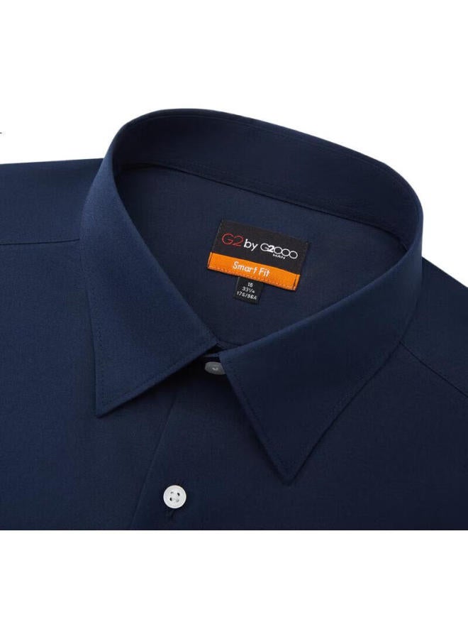 G2000 Non-Iron Wrinkle-Resistant Spring And Autumn Mall Same Style Cotton Blend Formal Long Sleeve Shirt Dark Blue S/03 - Image 2