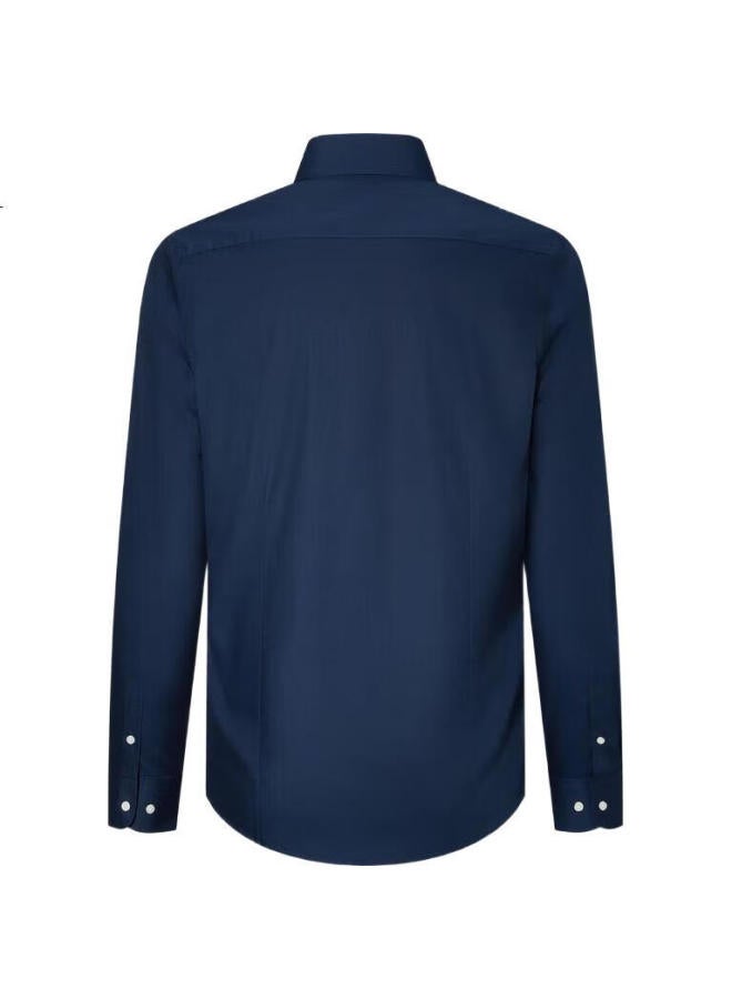 G2000 Non-Iron Wrinkle-Resistant Spring And Autumn Mall Same Style Cotton Blend Formal Long Sleeve Shirt Dark Blue S/03 - Image 1