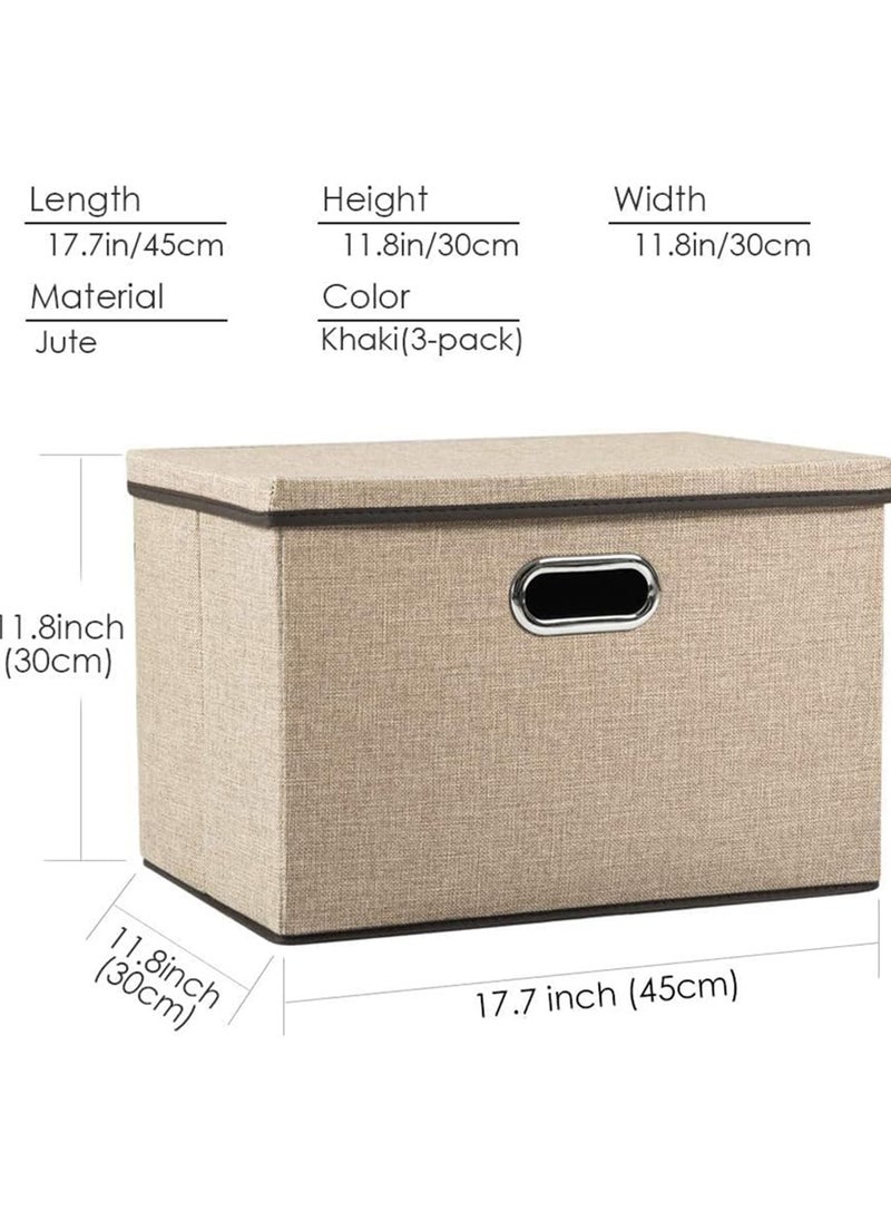 Generic Clothes Organizer Drawer with Cover Foldable Fabric Storage Boxes Cloth Storage Cubes Wardrobe Containers Divider for Toys Bin for Underwear Bras Socks Lingerie(Khaki-3Pcs)  - Image 3