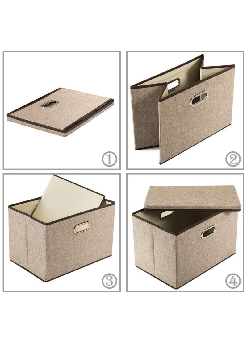 Generic Clothes Organizer Drawer with Cover Foldable Fabric Storage Boxes Cloth Storage Cubes Wardrobe Containers Divider for Toys Bin for Underwear Bras Socks Lingerie(Khaki-3Pcs)  - Image 4