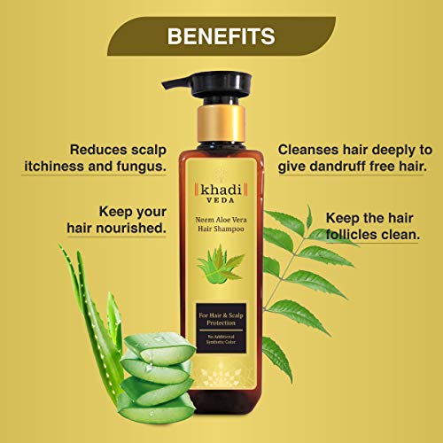Khadi Veda Shampoo Neem Aloe Vera for Hair & Scalp Protection 200 ml - pack of 2. - Image 3