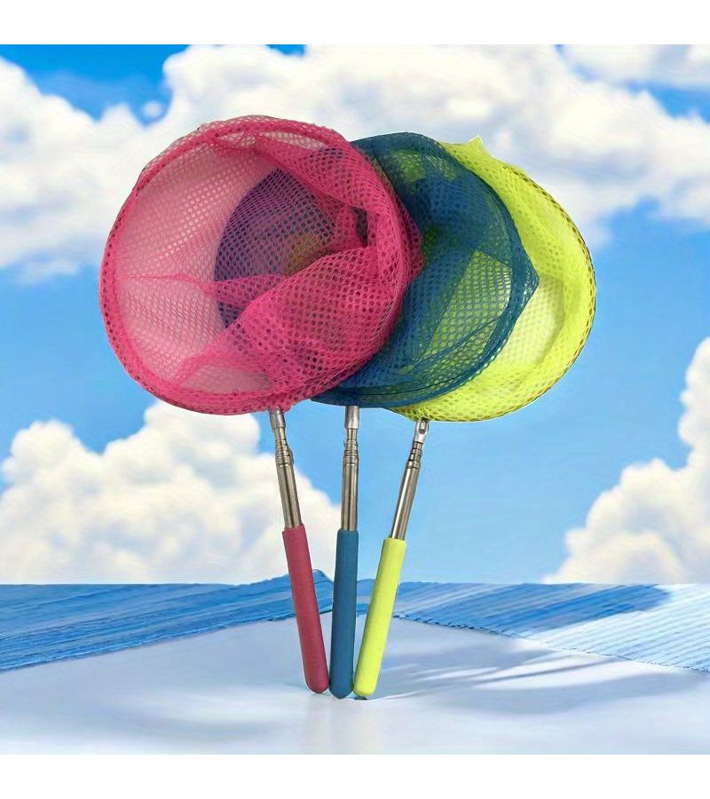 4 Pcs Random Color Outdoor Stainless Steel Telescopic Fishing Net With Bag - Image 2