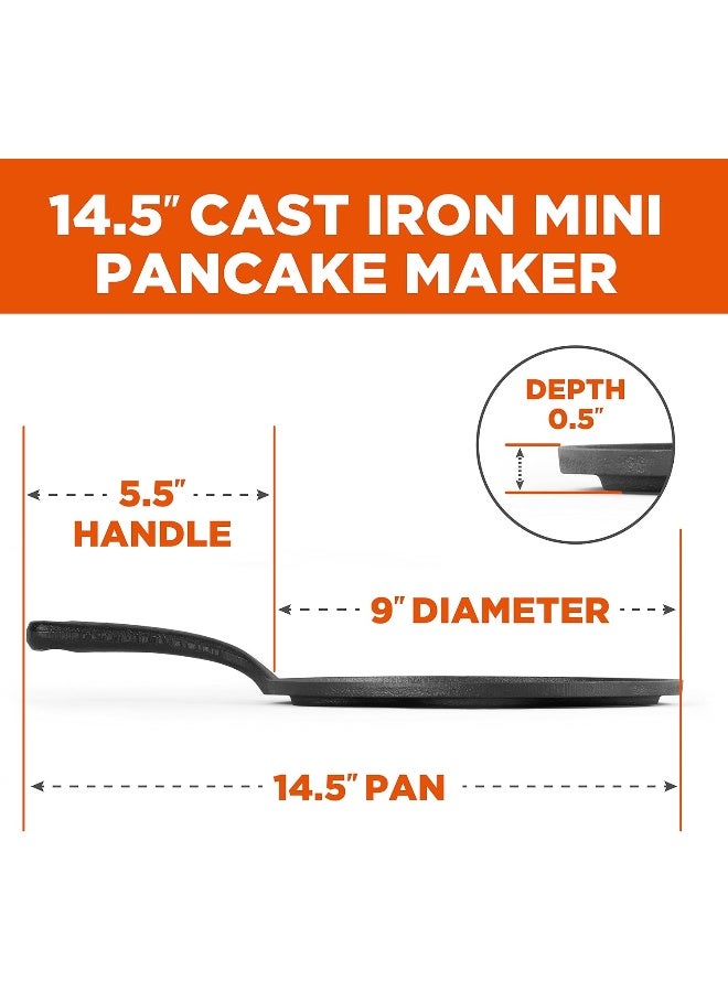 COMMERCIAL CHEF Cast Iron Pancake Pan, Silver Dollar Pancake Griddle, Easy to Clean  Heats Evenly, Makes 7 Mini Silver Dollar Pancakes