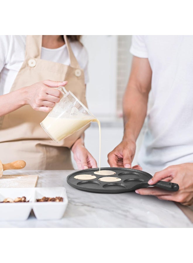 COMMERCIAL CHEF Cast Iron Pancake Pan, Silver Dollar Pancake Griddle, Easy to Clean  Heats Evenly, Makes 7 Mini Silver Dollar Pancakes