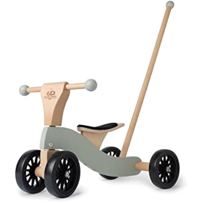 TINY GLIDER CHILDREN'S WOODEN 4-WHEEL FOOT-POWERED PLAY VEHICLE WITH PUSH STICK - Image 2