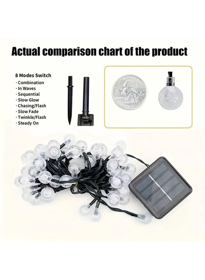 200 مصباح شمسي خارجي من الثنائيات الباعثة للضوء بسلسلة، مستشعر حركة، 8 أوضاع، أبيض دافئ للحديقة - Image 4