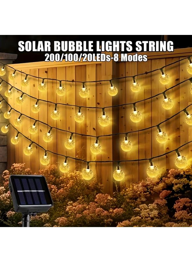 200 مصباح شمسي خارجي من الثنائيات الباعثة للضوء بسلسلة، مستشعر حركة، 8 أوضاع، أبيض دافئ للحديقة - Image 2