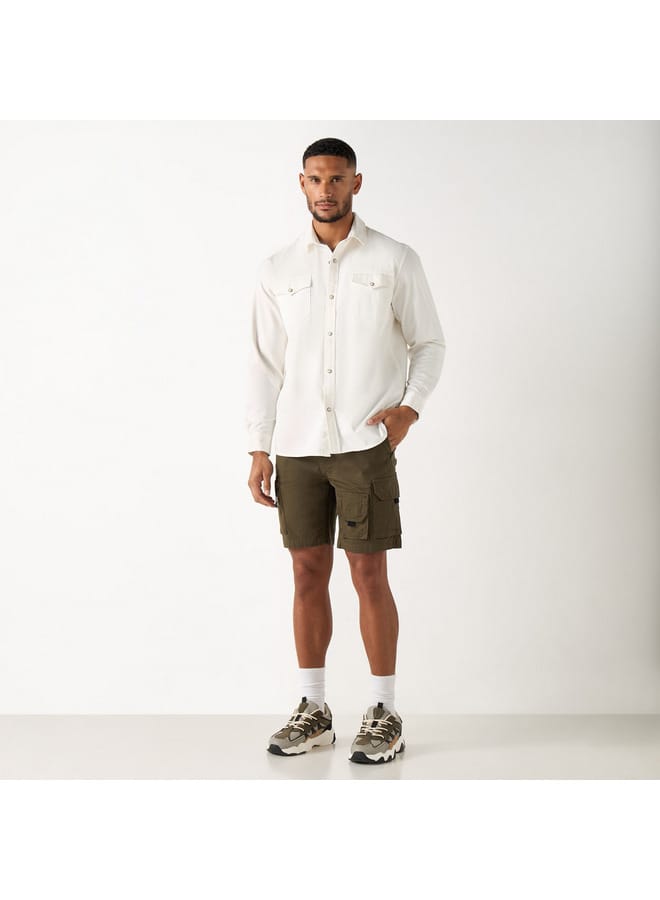 Ecko Unltd. Ecko Unltd Textured Flexi Waist Shorts with Cargo Pockets and Drawstring Closure  - Image 2