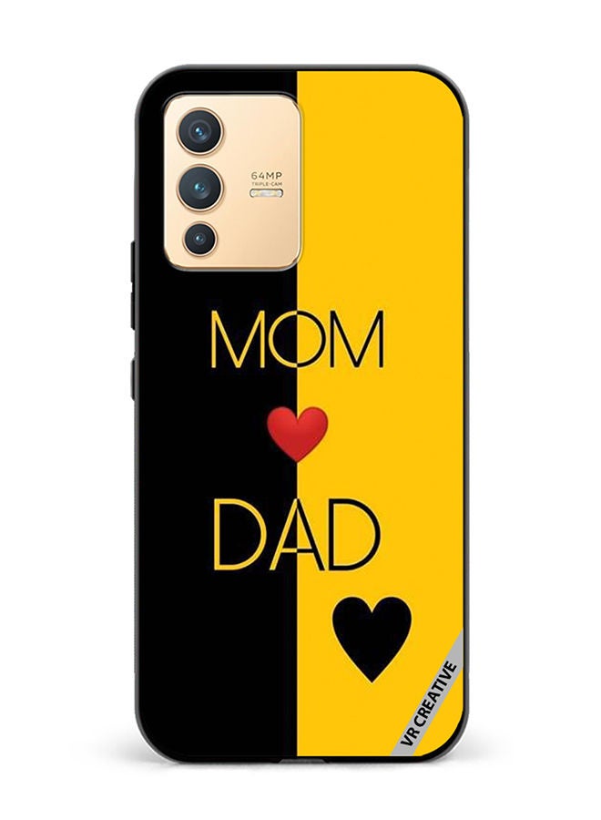 VR CREATIVE غطاء حماية لهاتف فيفو V23 5G بتصميم حب الأم والأب متعدد الألوان - Image 1