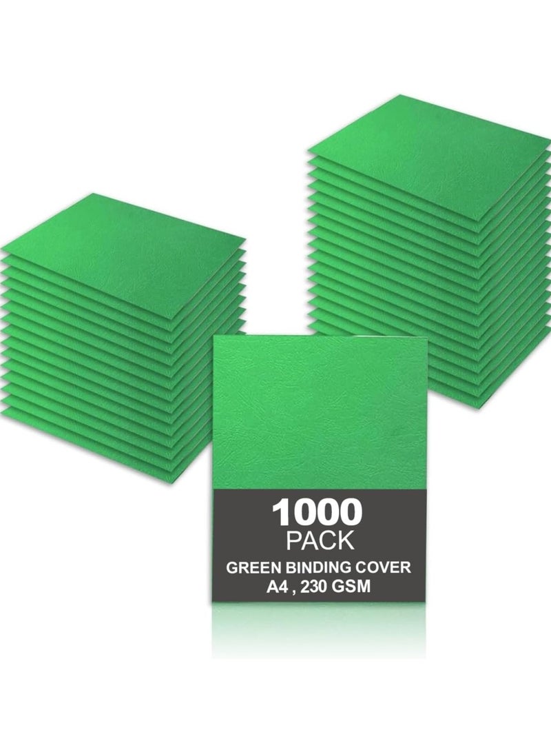 MARKQ [1000 حزمة] غلاف ملون أخضر [A4] 230 جرام - أوراق واقية متينة للعروض التقديمية والتقارير والمستندات - متوافقة مع آلات الربط بالأسلاك والربط بالأسلاك المزدوجة - Image 1