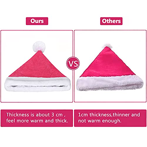 Eoocan Santa Hat, Santa Hat for Adults, Unisex Velvet Comfort Pink Christmas Hat Hats Extra Thicken Classic Plush for Christmas New Year Festive Holiday Party Supplies - Image 5