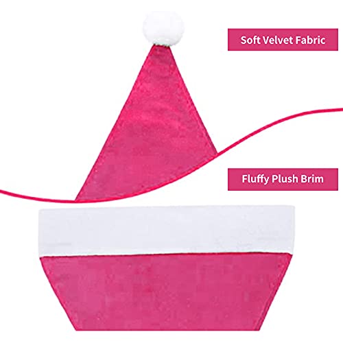 Eoocan Santa Hat, Santa Hat for Adults, Unisex Velvet Comfort Pink Christmas Hat Hats Extra Thicken Classic Plush for Christmas New Year Festive Holiday Party Supplies - Image 3