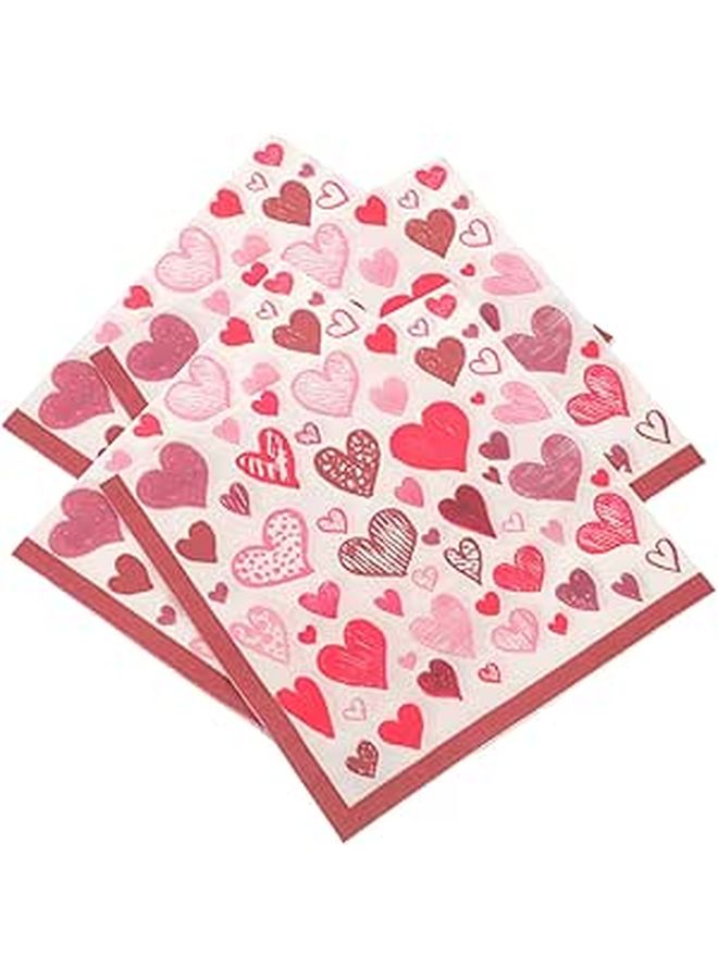 Pink Heart Shaped Paper Napkins 40 Sheets Soft Absorbent For Valentine Wedding Birthday - Image 1