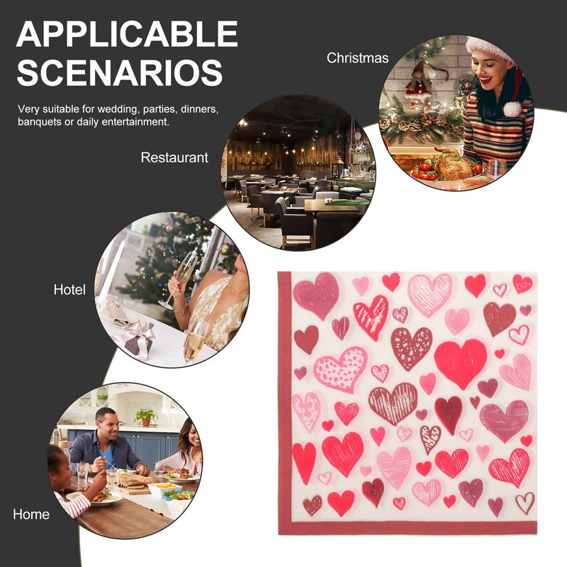Pink Heart Shaped Paper Napkins 40 Sheets Soft Absorbent For Valentine Wedding Birthday - Image 5