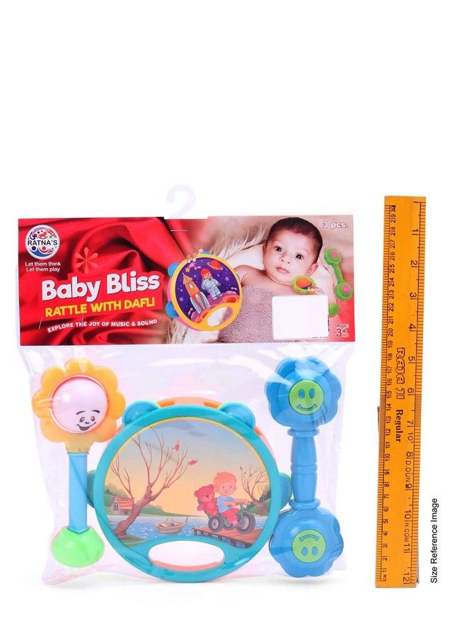 RATNA'S Ratnas Baby Bliss 3 In 1 Rattle Set. Premium Quality Dafli With A Rattle For Infants - Image 4