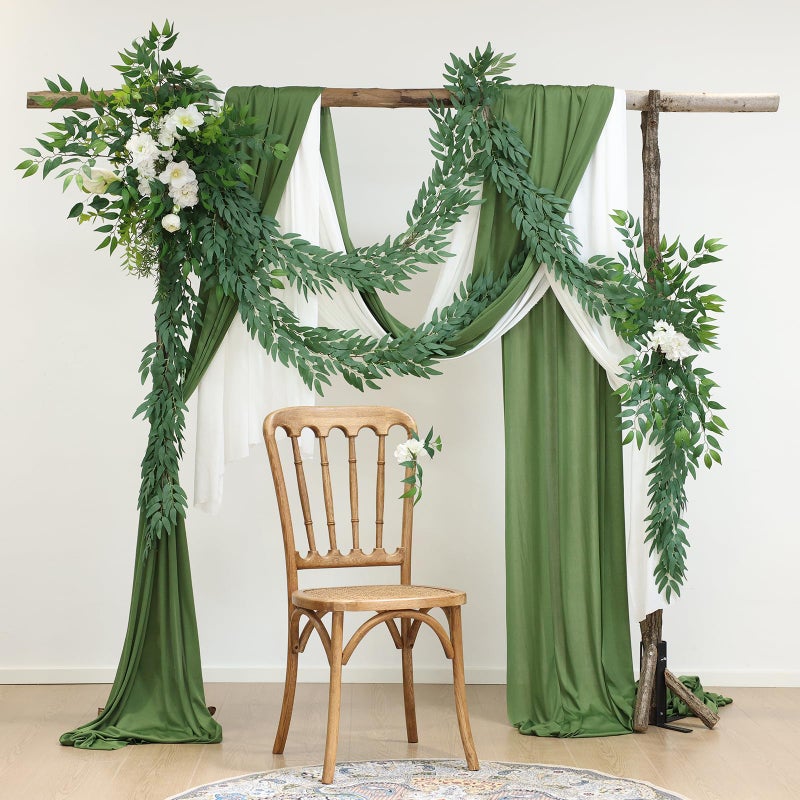 Mizii 2 Strands Artificial Vines Willows Garland 78" Fake Vine Italian Ruscus Silk Green Leaves Faux Hanging Plants Greenery Decoration for Table Centerpieces Home Room Party Wedding Decor (Willows) - Image 5