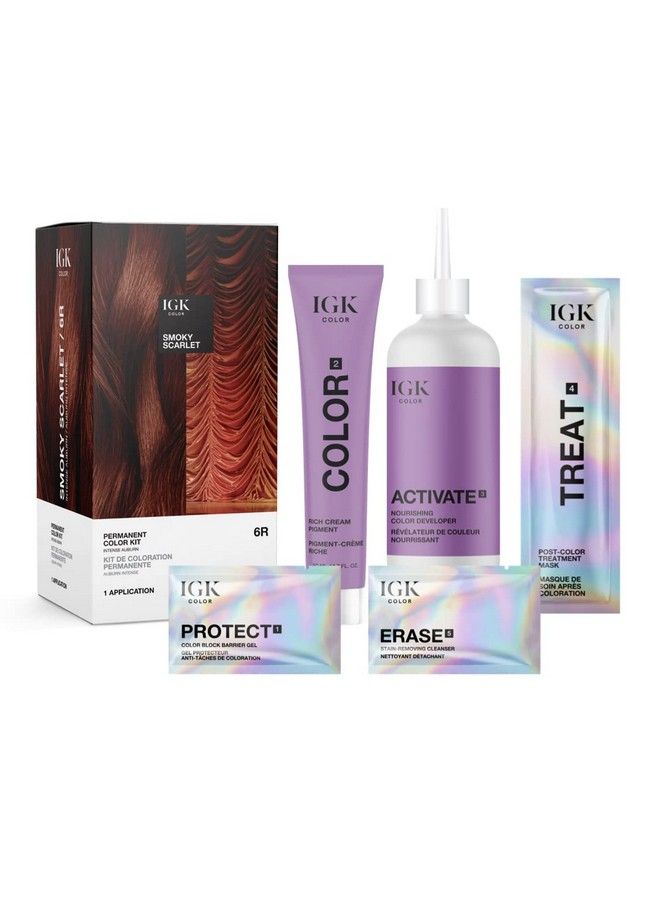 iGK مجموعة لون دائم سموكي سكارليت أوبورن 6R | تطبيق سهل + تقوية + لمعان | نباتي + خالي من القسوة + خالي من الأمونيا | 4.75 أونصة - Image 3