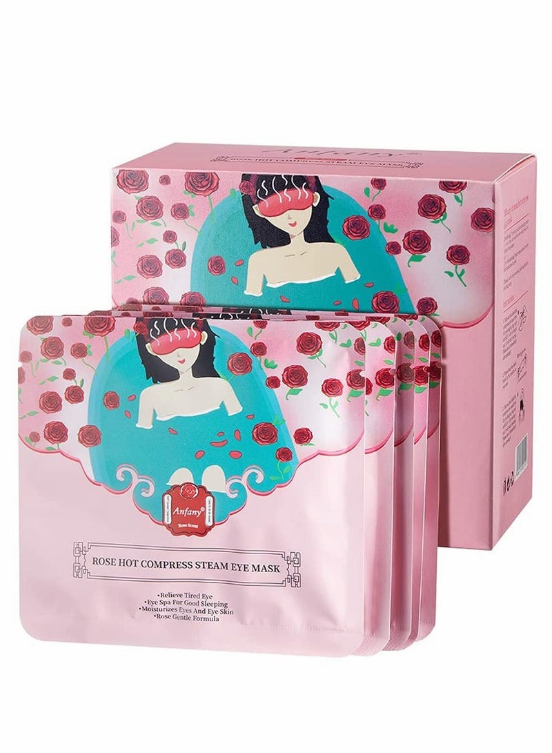 Excefore Steam Eye Mask 10 Packs Hot Steam Eye SPA Mask, Relieve Eyestrain Warming Eye Patch, Rose Fragrance - Image 1