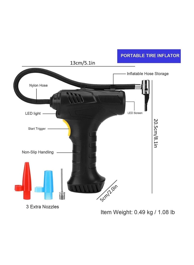 Y&D Cordless Tire Inflator, Handheld Electric Digital Tyre Pump, Rechargeable Air Compressor 150 PSI with LED Light, for Cars Motorcycles Bicycles Balls and Other Inflatables  - Image 4