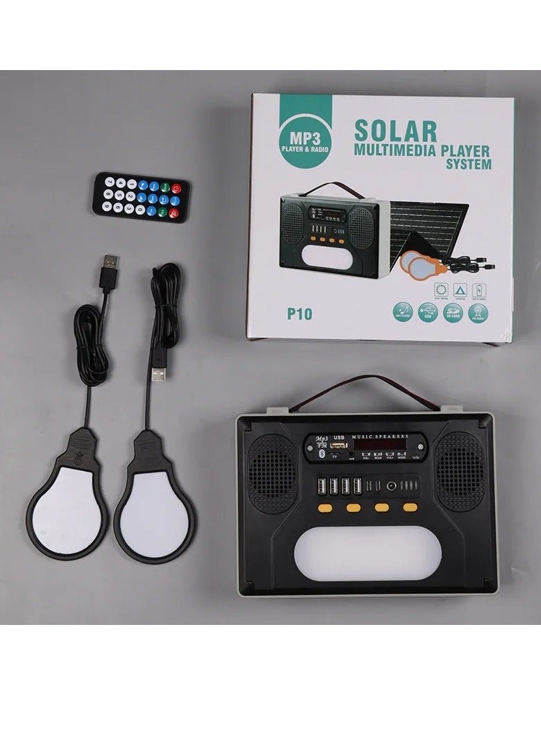 P10 Solar  Multimedia Player Sytem Rechargeable Multifunction Radio  MP3 Player - Image 1