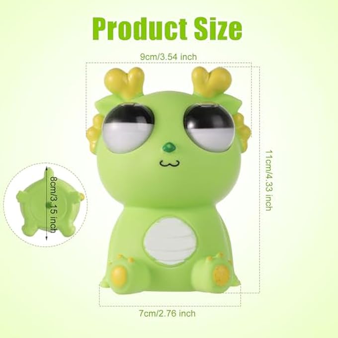 lasuroa Anti Stress Squeeze Toy, Cute Dragon Eye-popping Funny Eye Toy Popping Eyes Squeeze Toy Eyeball Glow for Kids and Adults Birthday Party Supplies - Image 2