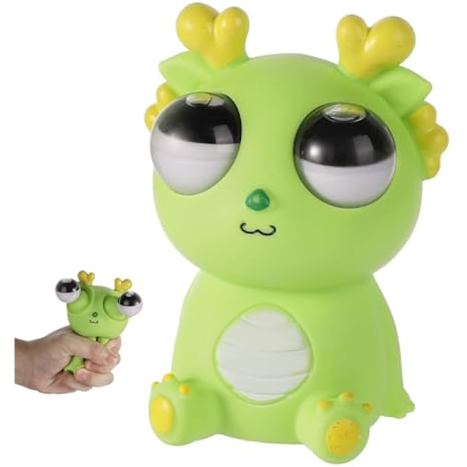 lasuroa Anti Stress Squeeze Toy, Cute Dragon Eye-popping Funny Eye Toy Popping Eyes Squeeze Toy Eyeball Glow for Kids and Adults Birthday Party Supplies - Image 1