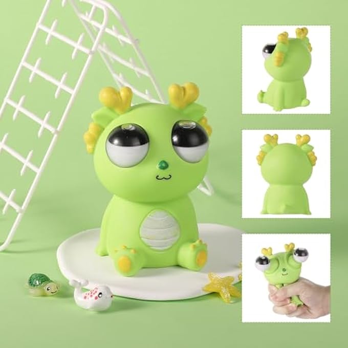 lasuroa Anti Stress Squeeze Toy, Cute Dragon Eye-popping Funny Eye Toy Popping Eyes Squeeze Toy Eyeball Glow for Kids and Adults Birthday Party Supplies - Image 5