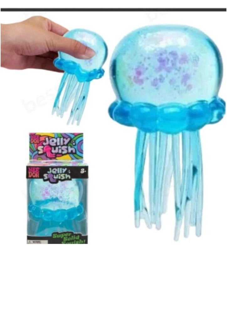 Glitter Jellyfish Slow Rising Squishy Fidget Toy for Stress Relief - Blue - Image 1