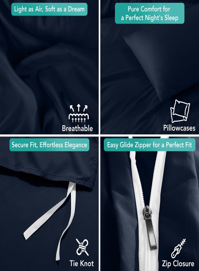 Utopia Bedding Duvet Cover Set with Pillowcases - 3 Pieces Bedding Duvet Cover with Zipper Closure - 1 Duvet Cover with 2 Pillowcases - Soft Brushed Microfiber (Queen, Navy) - Image 5