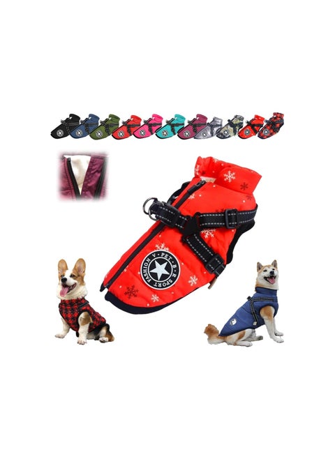 Pawbibi Sport - Waterproof Winter with Built-in Harness, Pawbibi Dog Jacket with Harness, Dog Coat with Harness Built in, Dog Coats for Large Dogs Winter Waterproof (B, X-Large)