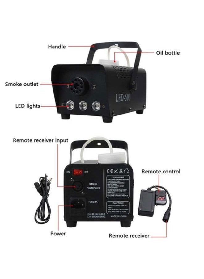 Generic - 500W RGB LED Fog Machine Smoke Machine Hood Portable LED Light with Wired and Wireless Remote Control - Image 1