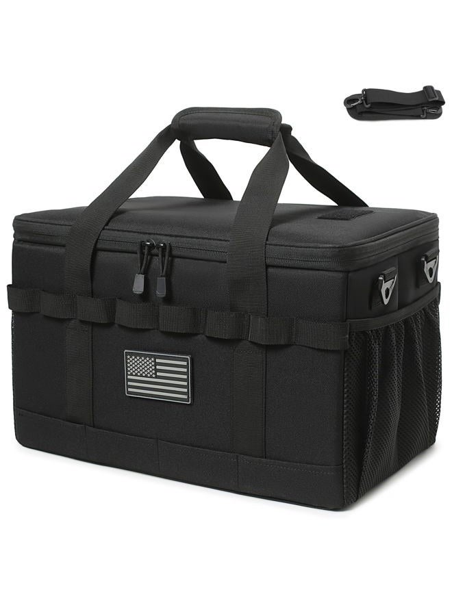 Lemubeane Tactical Camping Storage Bag 28L Tactical Utility Tote Bag Camping Cookware Organizer Trunk Organizer (Black) - Image 1