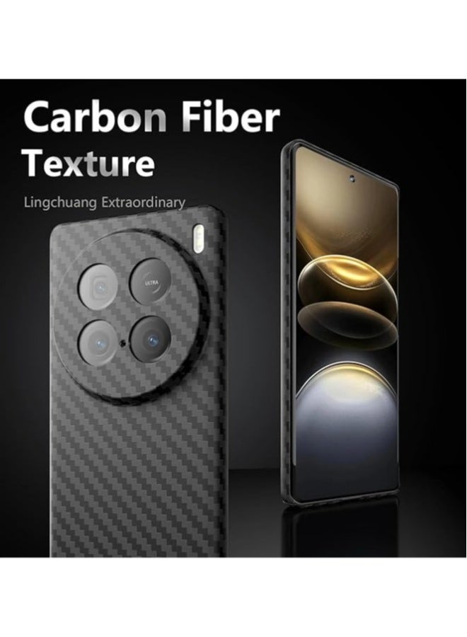 Case Compatible with VIVO X100 Ultra, Carbon Fiber Texture Hard PC Shell Slim Thin Anti-Fingerprint Heat Dissipation Protective Cover for VIVO X100 Ultra - Image 2