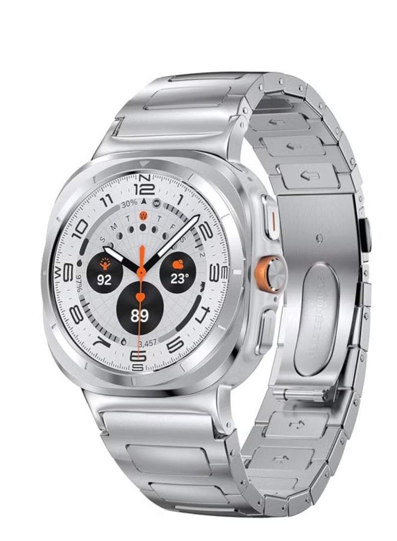 ELTRAZONE Durable Stainless Steel Band for Samsung Galaxy Watch Ultra 47mm (2024) – No-Gap Adjustable Metal Strap – Sleek & Comfortable Business Wristband for Galaxy Watch 7 Ultra 47mm – Premium Silver Replacement Bracelet for Men - Image 1