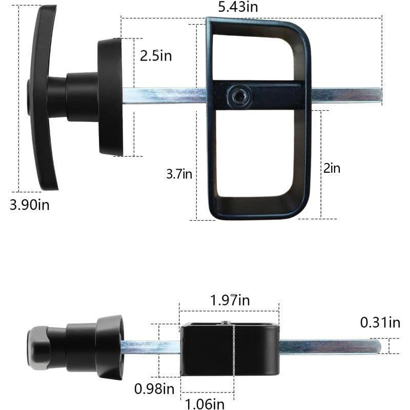 ويل ميد مجموعة قفل باب السقيفة من Wellmade مقاس 5 بوصات لتخزين مسرح الحظيرة وقفل حظيرة الدجاج، مجموعة بديلة باللون الأسود، عبوة واحدة - Image 2