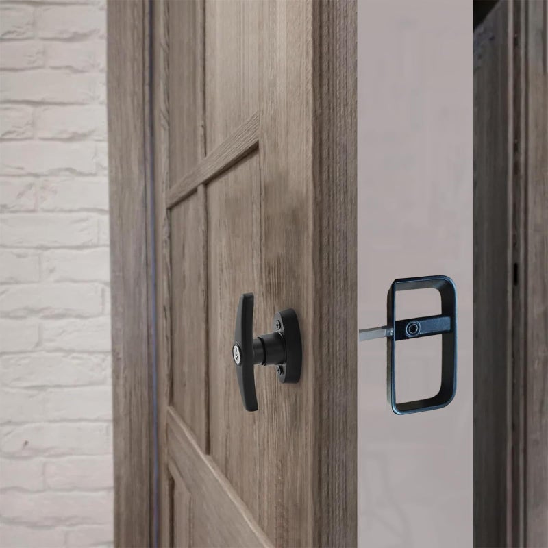 ويل ميد مجموعة قفل باب السقيفة من Wellmade مقاس 5 بوصات لتخزين مسرح الحظيرة وقفل حظيرة الدجاج، مجموعة بديلة باللون الأسود، عبوة واحدة - Image 4